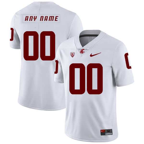 Mens Washington State Cougars Customized White College Football Jersey